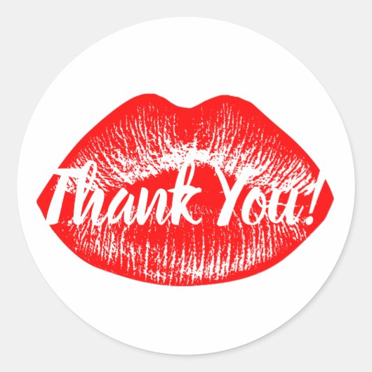 Red Lips print bedankt Ronde Sticker (Voorkant)