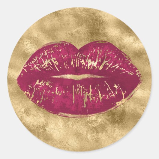 Red Lips Ronde Sticker (Voorkant)