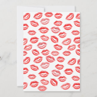 Red Lipstick Kiss Pattern Valentine’s Day Card Feestdagenkaart