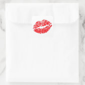 Red Lipstick Kiss Vierkante Sticker (Tas)
