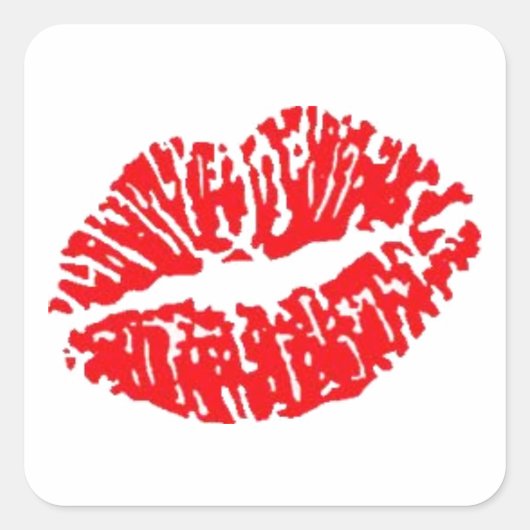 Red Lipstick Kiss Vierkante Sticker (Voorkant)