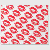 Red Lipstick Kisses Cadeaupapier (Vlak)