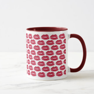 Red Lipstick Kisses Luscious Lips Coffee Mok Cup