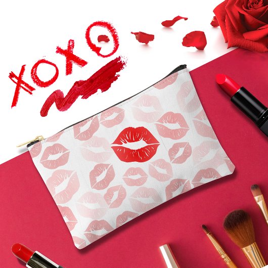 Red Lipstick Lips Cosmetic Makeup Bag Etui