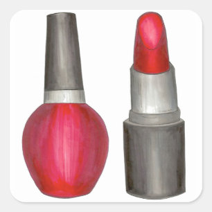 Red Lipstick Nail Poolse Makeup Beauty Stickers