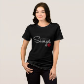 Red Lipstick Print Keep it Simple Zwart T-shirt (Voorkant volledig)