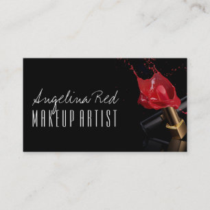 Red Lipstick Splash Makeup Artist Beauty Salon Visitekaartje