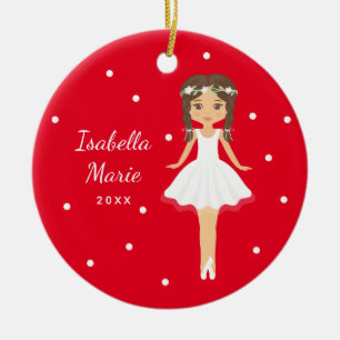 Red Little Girl Ballerina Persoonlijke ballet Keramisch Ornament