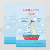 Red Little Sailboat Invitation Kaart (Voorkant / Achterkant)