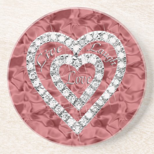 Red Live Laugh Love Diamond Heart Dessous de verre (Devant)