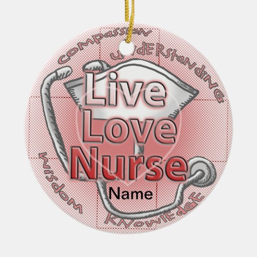 Red Live Love Custom Nurse Ornament (Voorkant)
