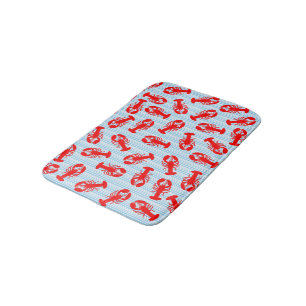 Red Lobster Animal Pattern op Blue Stripes Badmat