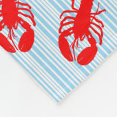 Red Lobster Animal Pattern op Blue Stripes Fleece Deken (Hoek)