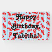 Red Lobster Animal Pattern op Blue Stripes Spandoek (Horizontaal)