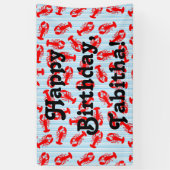 Red Lobster Animal Pattern op Blue Stripes Spandoek (Verticaal)