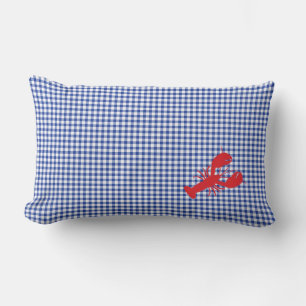 Red Lobster Blue White Preppy Gingham Home Decor Kussen