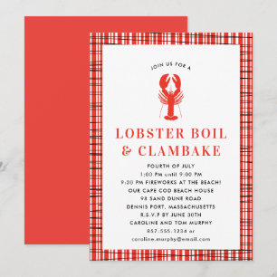 Red Lobster Boil Clambake Summer Party Cookout Kaart