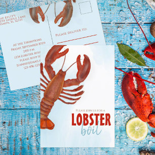 Red Lobster Boil Party Invitations Sjabloon Briefkaart