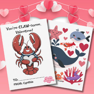 Red Lobster Kids Valentijnsdag Je bent KLauw-achti Feestdagenkaart