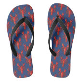 Red Lobster Pattern Dark Blue Fun Seafood Cookout Teenslippers (Voetbed)