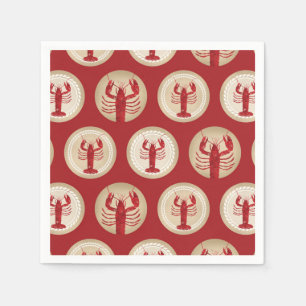 Red Lobster Pattern - Nautical Ocean Seafood Servet