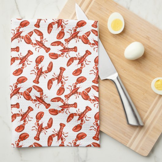 Red Lobster Theedoek (Quarter Fold)