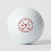 RED Logo Monogram voor golfers | Bal met zijn naam (Voorkant)