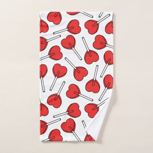 Red Lollipops, Heart Lollipops, Lollipop Pattern Bad Handdoek (Handdoek)