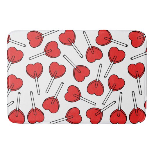 Red Lollipops, Heart Lollipops, Lollipop Pattern Badmat (Voorkant)