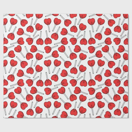Red Lollipops, Heart Lollipops, Lollipop Pattern Cadeaupapier (Vlak)