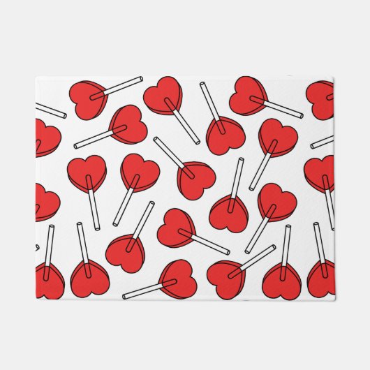 Red Lollipops, Heart Lollipops, Lollipop Pattern Deurmat (Voorkant)