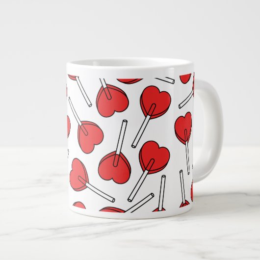Red Lollipops, Heart Lollipops, Lollipop Pattern Extra Grote Beker (Voorkant rechts)
