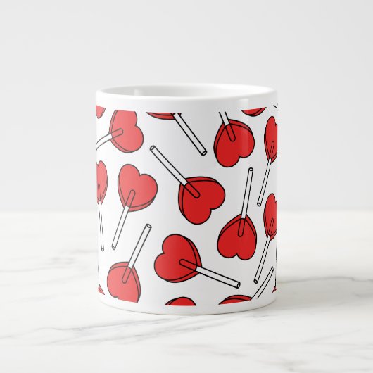 Red Lollipops, Heart Lollipops, Lollipop Pattern Extra Grote Beker (Voorkant)