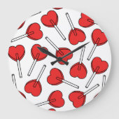Red Lollipops, Heart Lollipops, Lollipop Pattern Grote Klok (Voorkant)