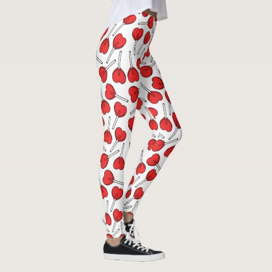 Red Lollipops, Heart Lollipops, Lollipop Pattern Leggings (Rechts)