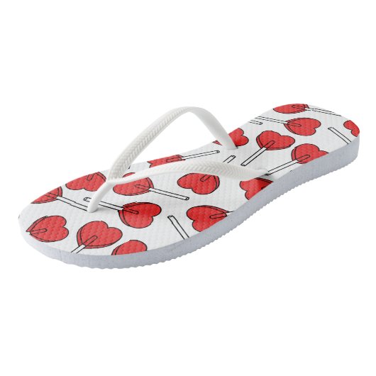 Red Lollipops, Heart Lollipops, Lollipop Pattern Teenslippers (Schuin)