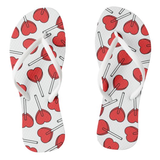 Red Lollipops, Heart Lollipops, Lollipop Pattern Teenslippers (Voetbed)