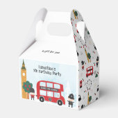 Red London Bus and Clock Tower Kids Birthday Party Bedankdoosjes (Achterkant)