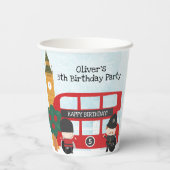 Red London Bus and Clock Tower Kids Birthday Party Papieren Bekers (Achterkant)