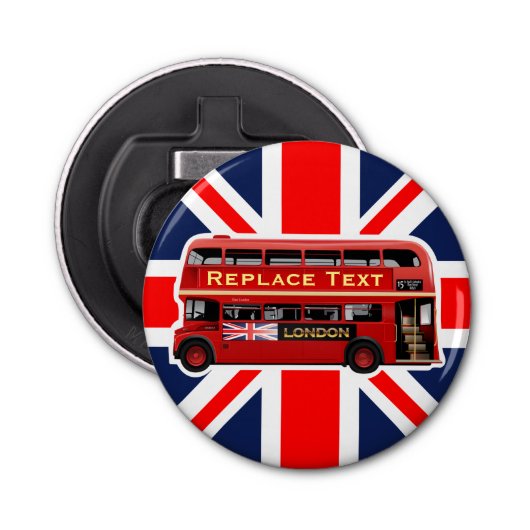 Red London Bus Button Flesopener (Voorkant)