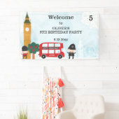Red London Bus & Clock Tower Kinderen Birthday Par Spandoek (Insitu)