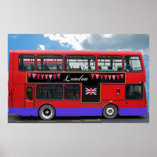 Red London Bus Double Decker Poster