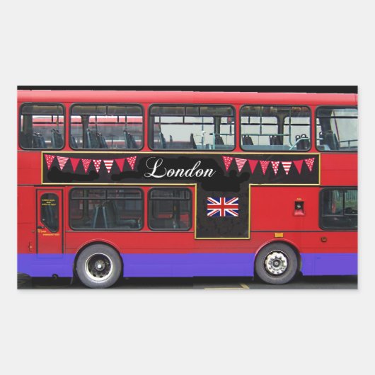 Red London Bus Double Decker Rechthoekige Sticker (Voorkant)