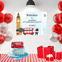 Red London Bus en Clock Tower Birthday Welkom