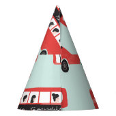 Red London Bus  Pattern Feesthoedjes (Achterkant)