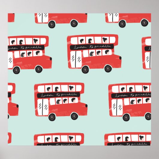 Red London Bus  Pattern Poster (Voorkant)