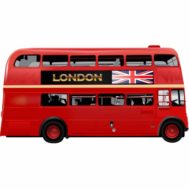 Red London Double Decker Bus Fotobeeldje Magneet (Voorkant)