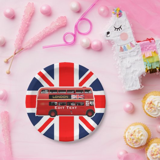 Red London Double Decker Bus Papieren Bordje (Feest)
