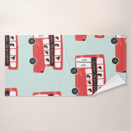 Red London Double Decker Bus Seamless Pattern vint Badhanddoek (Badhanddoek)