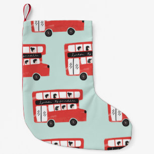 Red London Double Decker Bus Seamless Pattern vint Kleine Kerstsok